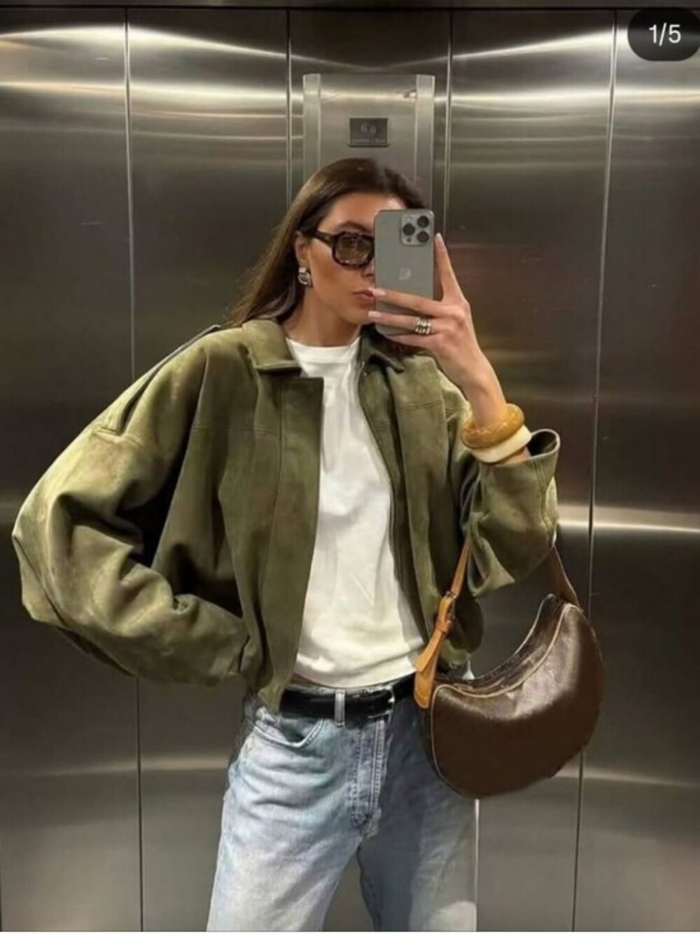 ZARA FAUX SUEDE JACKET BOMBER GREEN NEW